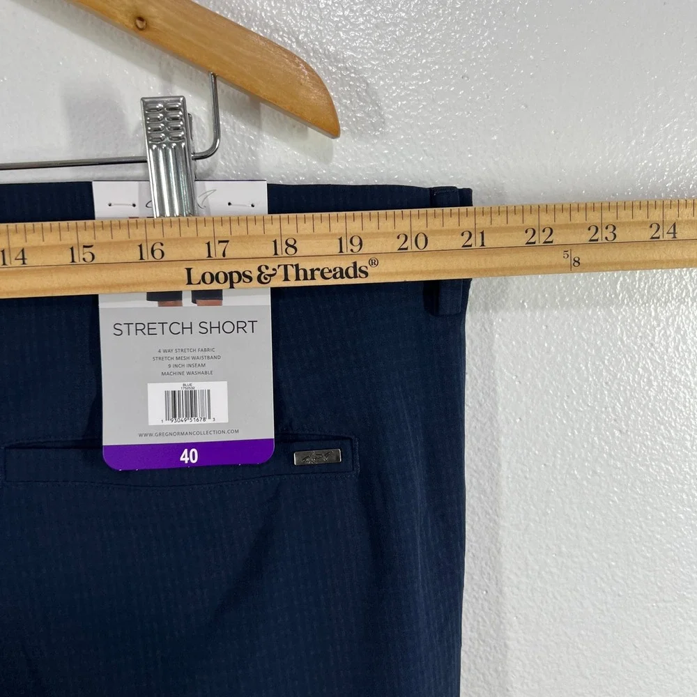Greg Norman Golf‎ Shorts Size 40 Blue Stretch Performance Flat Front Lightweight